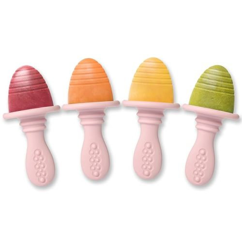 PrimaStella Silicone Petite Pops - Baby Popsicle Mold - BPA Free - Dishwasher Safe - 4 Months+ (Dusty Rose Teether Pops)