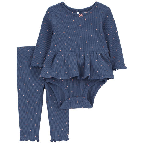 Baby 2-Piece Polka Dot Peplum Bodysuit Pant Set