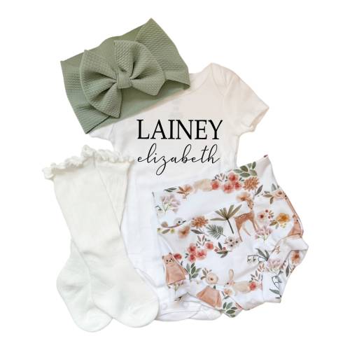 Baby Girl Woodland Creatures Coming Home Outfit (Charlotte Jo)