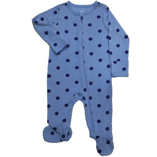 Wonder So Soft Two-Way Zipper Footed Sleep N Play Pajamas, Blue Lark - 0-3 Months