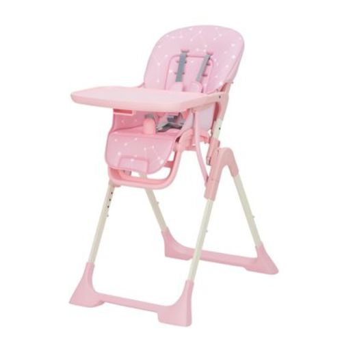 GustoWave Baby High Chair, Foldable Feeding Chair for Babies & Toddlers, Adjustable Height/Backrest/Footrest, Removable Tray, Fast Folding, Pink