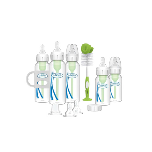 Dr. Brown's Natural Flow® Anti-Colic Options+™ Narrow Bottle to Sippy Gift Set with Soft Silicone Sippy Spout, Removable Silicone Handles, Travel Cap and Bottle Brush