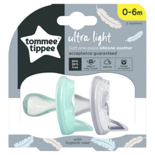 Tommee Tippee Ultra-Light Silicone Dummy 2 Pack 0-6m | 2 pack