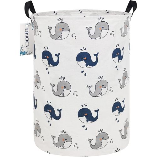 Round Foldable laundry basket with handle,gift basket,suitable for children's room and toy storage(whale)