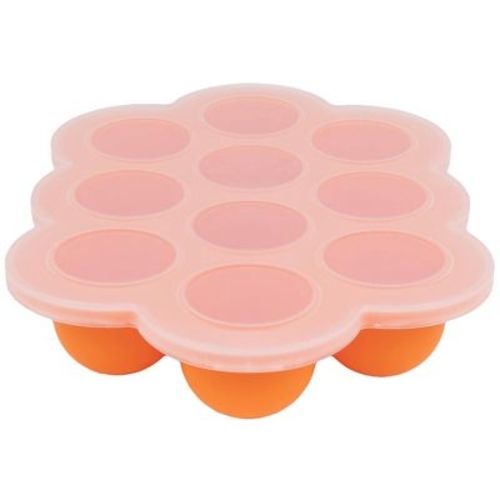 WeeSprout Silicone Baby Food Freezer Tray with Clip-on Lid (Bright Orange, Ten 1.5 Ounce Sections)