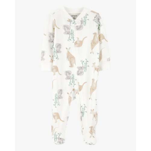 Baby Girl Kangaroo 2-Way Zip Cotton Sleep & Play Pajamas - Ivory - Carter's | Carter's