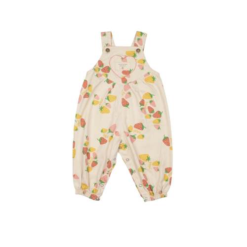 Heart Pocket Overalls - Strawberries
