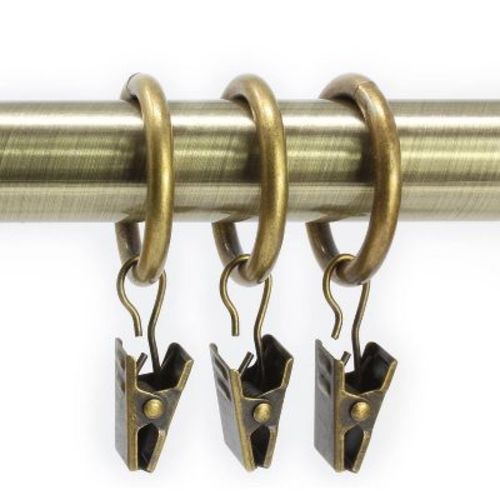 12pk Chicology (3/4") Diameter Curtain Clip Rings Antique Brass