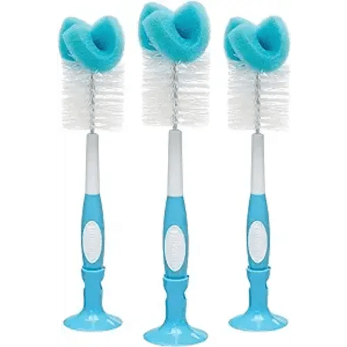 Dr. Brown's Baby Bottle Cleaning Brush with Sponge and Scrubber - Blue - 3-Pack - 3 Pack, Blue Bottle Brush