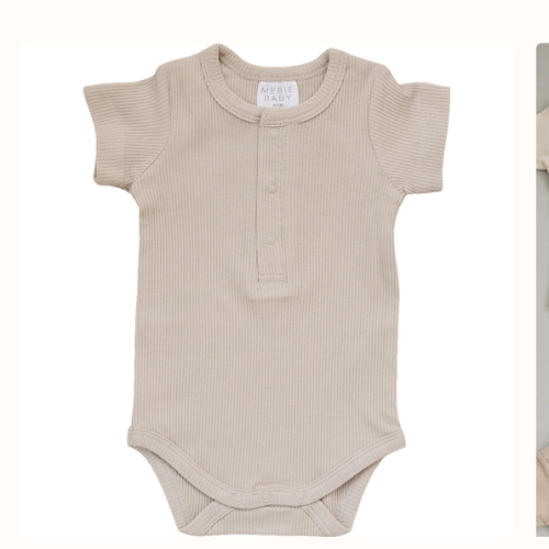 Oatmeal Organic Cotton Ribbed Snap Bodysuit