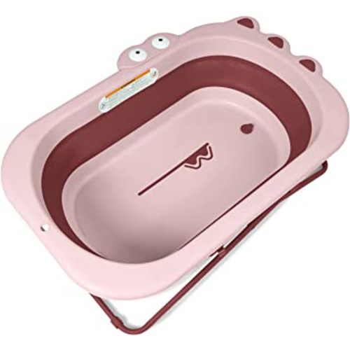 Beberoad Love Collapsible Toddler Bathtub Portable Travel Toddler Tub Foldable Elevated Bathtub for Toddler 1-3 (Pink)