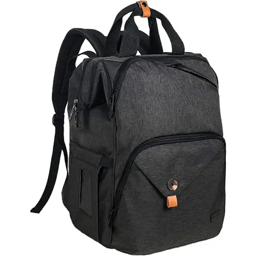 Hap Tim Diaper Bag Backpack,Large Capacity Travel Back Pack Maternity Baby Nappy Changing Bags, Double Compartments with Stroller Straps,Waterproof,Black (US7340-DG)