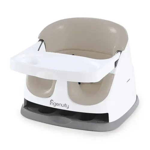 Ingenuity Baby Base 2-in-1 Booster Feeding and Floor Seat with Self-Storing Tray - Cashmere
