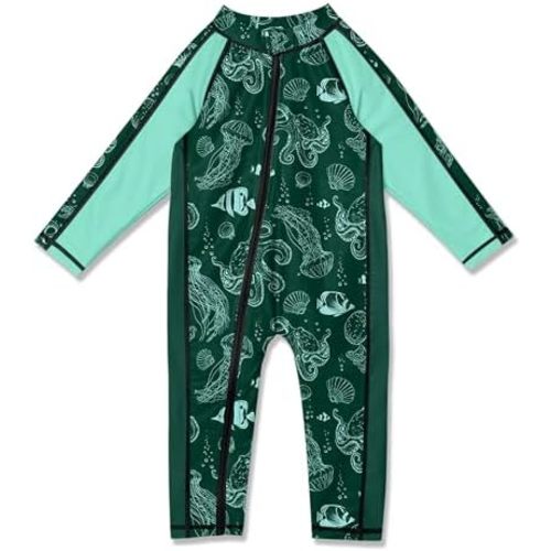 BesserBay Unisex Baby UPF 50+ Long Sleeve Zip Up Quick-Dry One Piece Swimsuit 0-36 Months