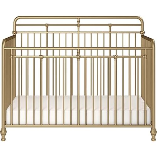 Little Seeds Monarch Hill Hawken 3 in 1 Convertible Metal Crib, Gold