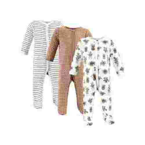 Hudson Baby Infant Sleepers Pajamas 3-Pack, Cotton, Newborn-9 Months, Long Sleeve