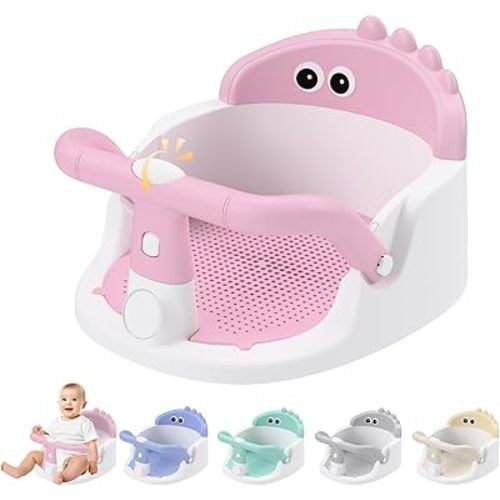 Baby Bath Seat for Babies 6 Months & Up Sitting Up with Suction Cups, Pink