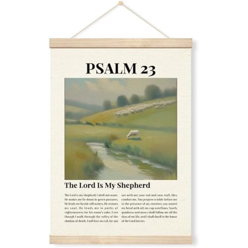Geondos Psalm 23 Canvas Wall Art, Christian Home Wall Decoration, The Lord is My Shepherd, Inspirational Scripture Canvas Hanging Poster, Scripture Religious Home Decoration 12 X 16 Inches