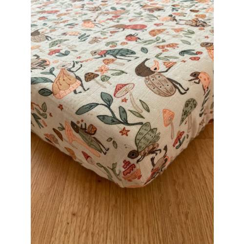 Organic Muslin Crib Sheets: Insect & Bug Print Baby Bedding
