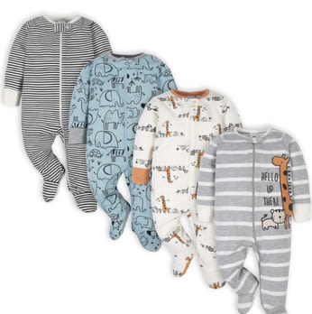Gerber baby-boys 4 Pack Sleep 'N Play Footie