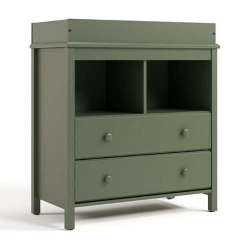Storkcraft Alpine 2-Drawer Infant Changing Table Dresser, Olive