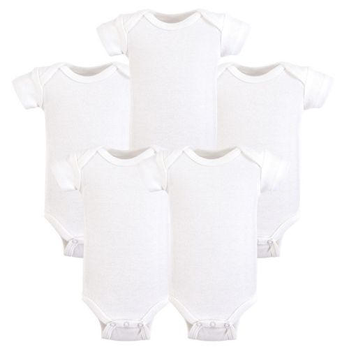 Hudson Baby Cotton Preemie Bodysuits 5-pack, White, Preemie