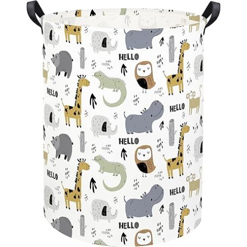 Baby Laundry Basket Baby Hamper Kids Laundry Basket Toy Storage Bin for Boys Room Decor Baby Nursery Hamper Gift Baskets for Bedroom Bathroom(Animals)