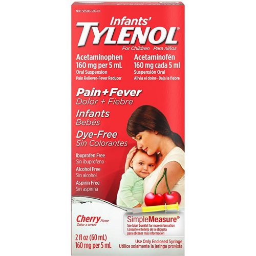 Amazon.com: Infants' Tylenol Liquid Medicine with Acetaminophen, Pain Plus Fever Relief, Dye-Free Cherry, 2 fl oz : Health & Household