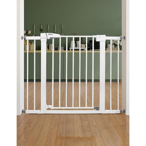 Babelio Baby Gate for Doorways and Stairs, 26''-40'' Auto Close Dog/Puppy Gate, Easy Install, Pressure Mounted, No Drilling, fits for Narrow and Wide Doorways, Safety Gate w/Door for Child and Pets