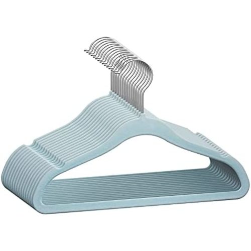 TechZoo 50 Premium Baby Velvet Hangers - 11" Inch Non-Slip Baby Hangers, Ultra-Slim Space-Saving Children Hangers - 360° Swivel Hook, Strong & Durable Infant & Toddler Clothes Hangers - Blue