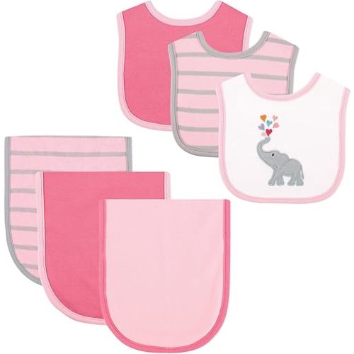 Hudson Baby Unisex Baby Cotton Bib and Burp Cloth Set