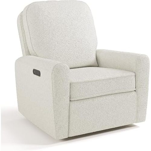 Storkcraft Amalfi Deluxe Power Recliner Swivel Glider – Premium Electronic Nursery Rocking Chair, Oeko-TEX 100 Certified, Includes Dual-USB Charging Port with USB-A & USB-C (Ivory Boucle)