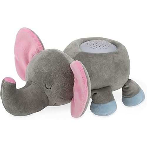 Nuby Calming Nightlight & Soothing Sound Plush Pal, Nightlight Projector with 10 Lullabies, Elephant