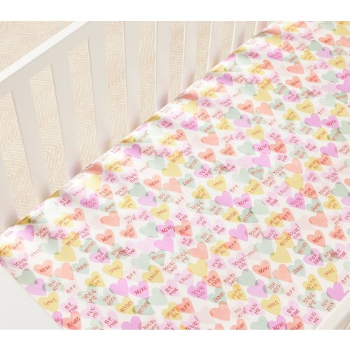 Rifle Paper Co. Candy Heart Organic Crib Fitted Sheet