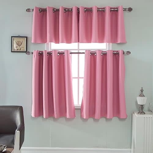 2PCS Blackout Curtains, Pink Blackout Curtain Solid Color Rectangular Polyester Blackout Curtain 29"X36" (74X90CM)