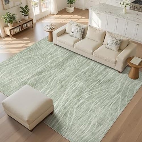 WITSHOCK 9x12 Area Rug Washable Rugs for Living Room, Large Carpet Green