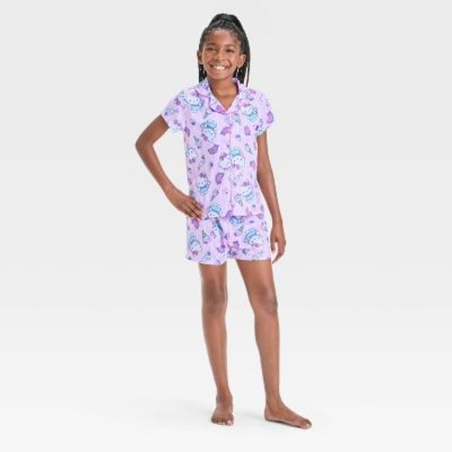 Girls' Hello Kitty Button-Up Pajama Set - Pink