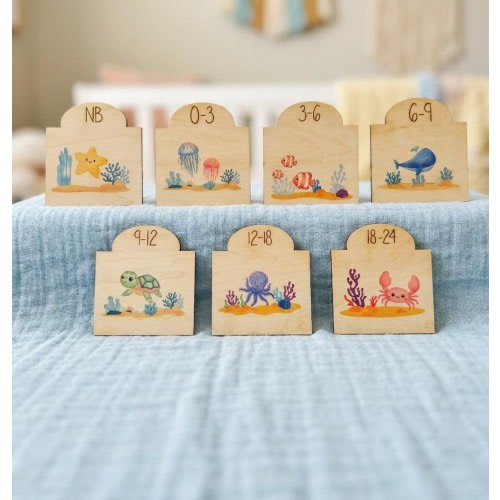 Closet Dividers, Baby , Wooden Dividers, Sea Animals, Dividers, Baby Clothes, Size Markers for Babies, Organize Baby's Closet, Gift Ideas