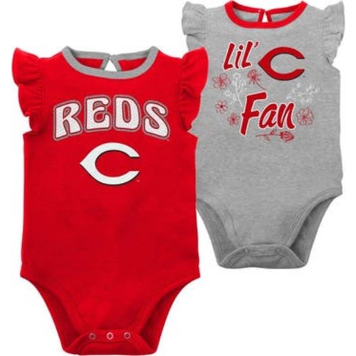 Girls Newborn & Infant Red/Heather Gray Cincinnati Reds Little Fan Two-Pack Bodysuit Set, 0-3 M