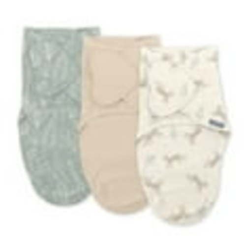 SwaddleMe by Ingenuity Monogram Collection Baby Swaddle, 100% Cotton, 0-3 Months, Pocket Fold Design for Easy Changes, 1.0 TOG, 3-Pack - Born Free