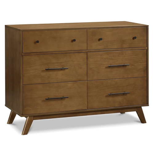 DaVinci Otto 6-Drawer Baby Dresser for Bedroom - GREENGUARD Gold Certified - Multi-Purpose Storage Double Chest of Drawers for Boys and Girls -Dresser for Kids Bedroom, Living Room, Nursery -Walnut