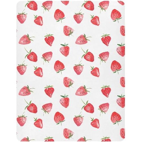 Fitted Crib Sheets for Boys Girls, Soft Breathable Comfortable Strawberries Baby Sheet Set, Crib Sheets Fits Standard Crib and Toddler Mattress