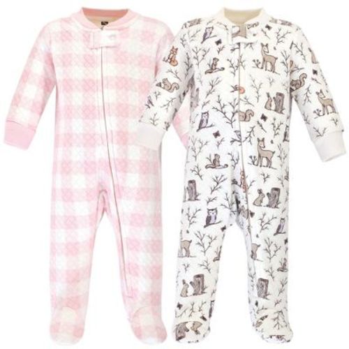 Hudson Baby Infant Girl Premium Quilted Zipper Sleep And Play 2pk, Enchanted Forest, 3-6 Months