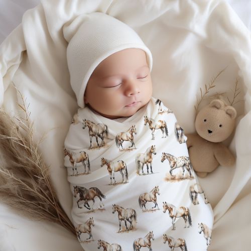 Horse Baby Swaddle Blanket, Baby Gift, Equestrian Nursery, Horse Nursery, Horse Mom, Horse Lover Baby, Baby Shower Gift, Appaloosa, Painted