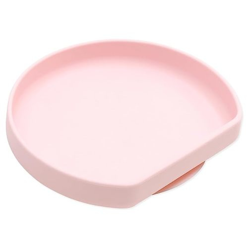 Bumkins Toddler and Baby Suction Plate, Silicone Grip Dish for Babies and Kids, Baby Led Weaning, Children Feeding Supplies, Non Skid Sticky Bottom, Platinum Silicone, Ages 6 Months Up, Pink - B2 Pink-GP - No Section