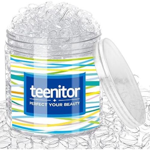 Teenitor Clear Elastic Hair Bands, 2000pcs Mini Hair Rubber Bands, Hair Ties, Soft Hair Elastics Ties, 2mm in Width and 30mm in Length