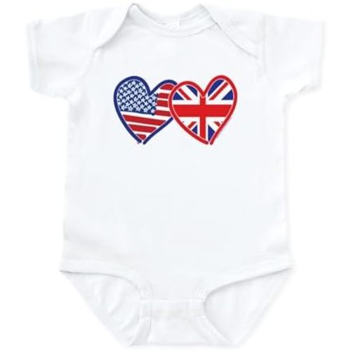 CafePress American Flag/Union Jack Flag Hearts Infant Bodysu Cute Infant Bodysuit Baby Romper
