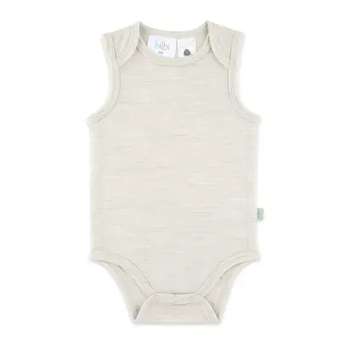 Bilbi Bodysuit Sleeveless Merino Essentials Natural | Baby Bunting NZ