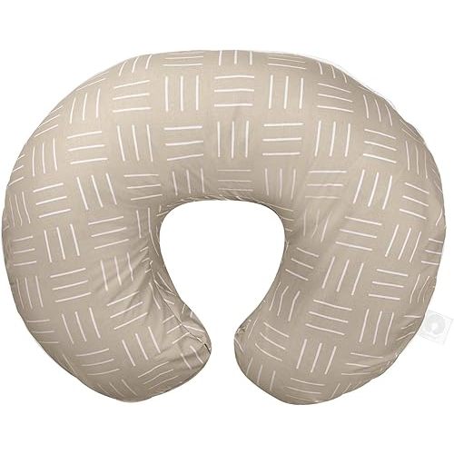 Boppy Organic Original Nursing Pillow, Sand Criss Cross, Ergonomic Nursing Essentials for Bottle and Breastfeeding, Firm Hypoallergenic Fiber Fill with 100% Organic Cotton Pillow Cover