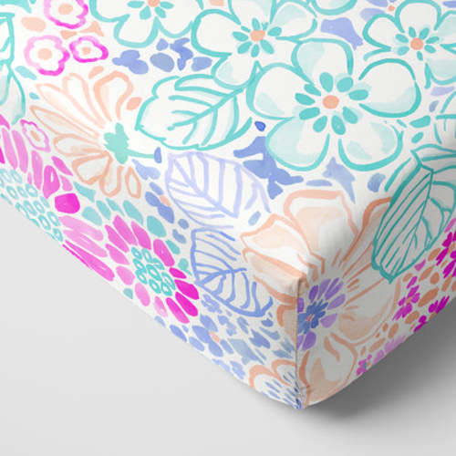 Doodle Blooms Fitted Crib Sheet